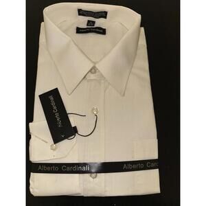 Alberto Cardinali Mens Size XL 17 -  17.5 ( 34 - 35) Shirt Classic BEIGE NEW!